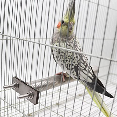 Image of Bird Perch Stand, Stainless Steel Parrot Paw Grinding Sticks, Bird Cage Accessories, Bird Standing Branches Toy for Parrots, Parakeets, Cockatiels