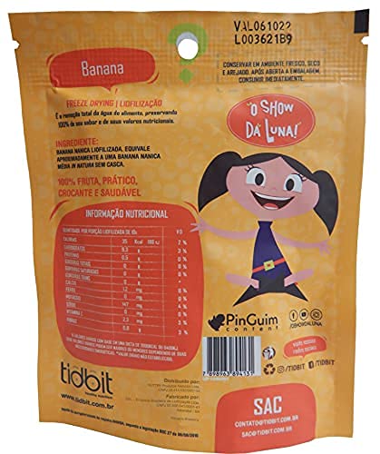 O SHOW DA LUNA - Snacks de Banana, Abacaxi e Manga 100% FRUTA (Mix 12 Pacotes)