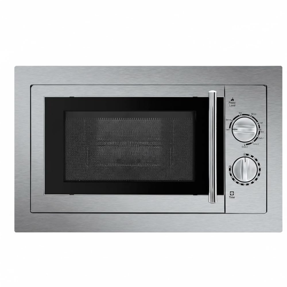 Suinga Microondas Encastrable de Acero Inoxidable 20L | Potencia 800W con Grill 1000W | 8 Menus de Coccion Automatica | Temporizador Digital 95 min | Microondas Integrable con Marco