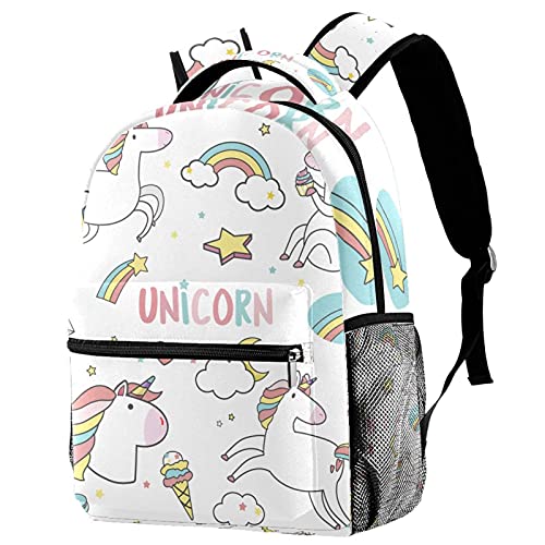 Sac à dos d'école motif licornes grand compartiment fille
