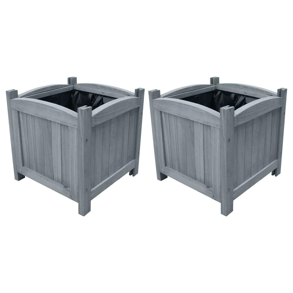 vidaXL 2x Solid Firwood Garden Raised Beds Outdoor Patio Backyard Terrace Lawn Gardening Wooden Planter Flower Box Plant Pot Basket