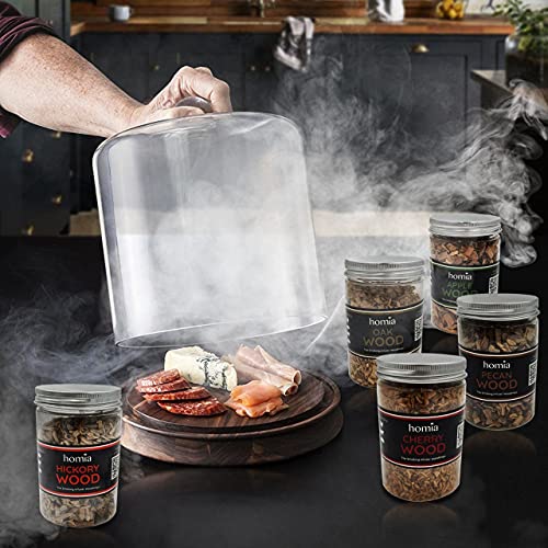 Wood Chips Set for Smoking Infuser, 5 pcs x 8.4 oz - Apple Wood, Cherry Wood, Hickory Wood, Pecan Wood, Oak Wood for Food Smoker and Cocktail Smoker