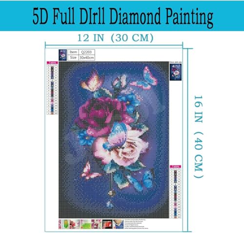 Image of Jasol Diamond Painting Kit, 40x30 Cms, Full Drill, 5D Crystals, Home Wall Decor Gift Set (Flowers M45609)