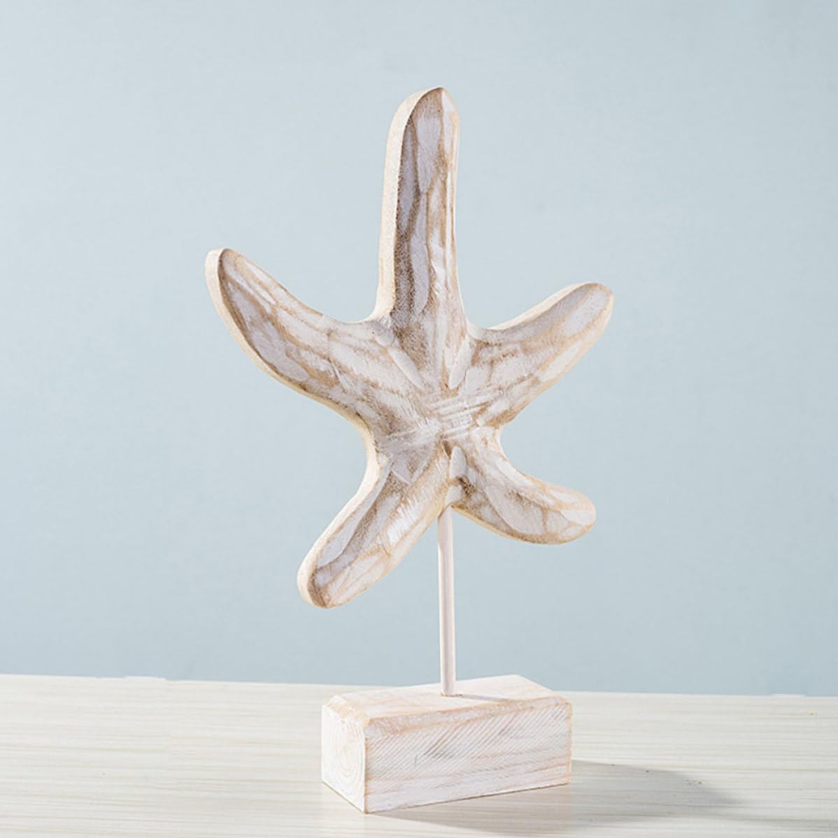 ABOOFAN Set de 3 Piezas de Decoración Marítima de Madera Estrella de Mar, Caballito de Mar y Concha para Adorno de Mesa y Hogar