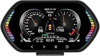 HUD Heads Up Display F12 for Cars OBD2 Gauge Display + GPS Speedometer Windshield Multi-Color OBD ii 4.5 Inch IPS Display Speed, Engine/Oil Temperature Gauge, Overspeed Alarm, Fuel Consumption
