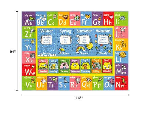 KC Cubs Playtime Collection Educational Alphabet & Seasons Rug for Kids Bedrooms