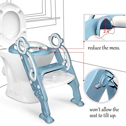 GrowthPic Toddler Toilet Seat with Step Stool Ladder for Boy and Girl Baby, Potty Training Seat Kid's Toilet Trainer Seat Chair with Splash Guard