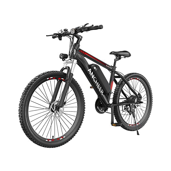 ANCHEER 500W 26″ Electric Bike for Adults, 48V 10.4Ah Battery, Up to 55 Miles, 3H Fast Charge, Electric Mountain Bike, 2.1″ eMTB Tire, 21 Speed, 20MPH Adults Electric Bicycle