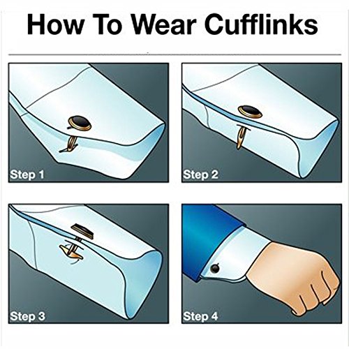 Salutto Men's Cufflinks And Studs Set For Formal French Shirt Formal Black With Shiny Gold #TOP7