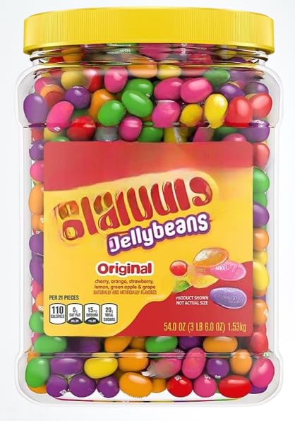 Ⓢт@𝕣𝓑𝕦ᖇ𝓼𝓉Ⓢ - Easter Jelly Bean Candy Large Bucket (54oz)– Assorted Fruity Flavors in Soft, Chewy Jelly Beans – Bulk Resealable Jar for Easter Baskets, Candy Buffet, Egg Hunts, & Treats - JellyBeans