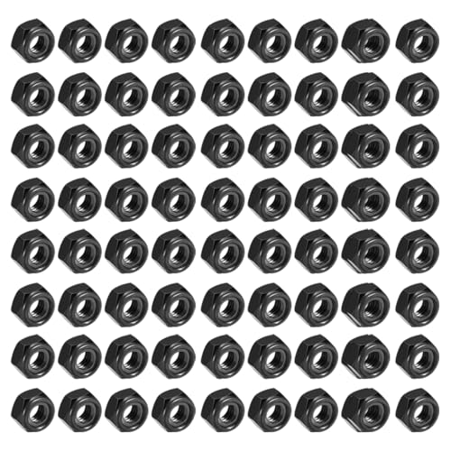 JAWUZ 80 Piezas Tuercas de Seguridad M6, Tuercas Hexágono Autobloqueo Acero Negro Tuercas de Contratuerca para Tornillos,Pernos y Varillas Roscadas