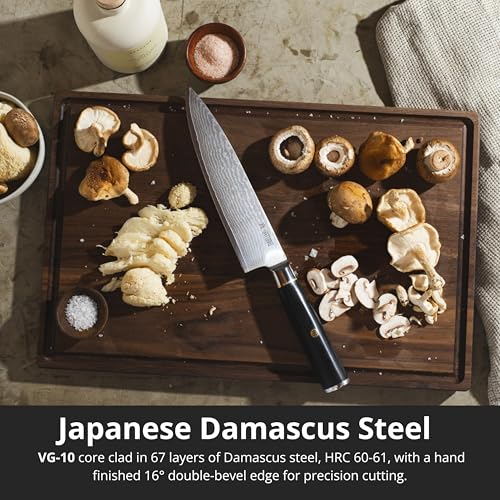 Image of Yatoshi Knives Magnetic Kitchen Knife Block Set - Japanese 67 Layer High-Grade VG-10 Steel Knives, Sharp, G10 Handle Professional Kitchen Knife Set - Black Damascus (6 pieces)