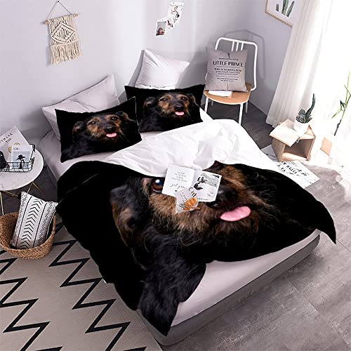 AOYNP Bettwäsche 135x200 Mischlingshund 3D Druck Weiche Mikrofaser Bettwäsche Set Kinder Jungen Mädchen Kawaii Haustiere Welpe Bettbezüge mit ReißVerschluss und 2 Kissenbezug 80x80cm