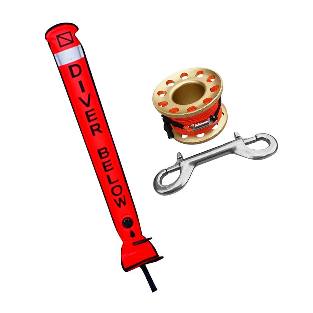 Scuba Buceo Señal Carrete de Acero Y Aluminio Tubo Inflable Seguro con Línea Robusta Clip de Liberación Rápida Función de Contr