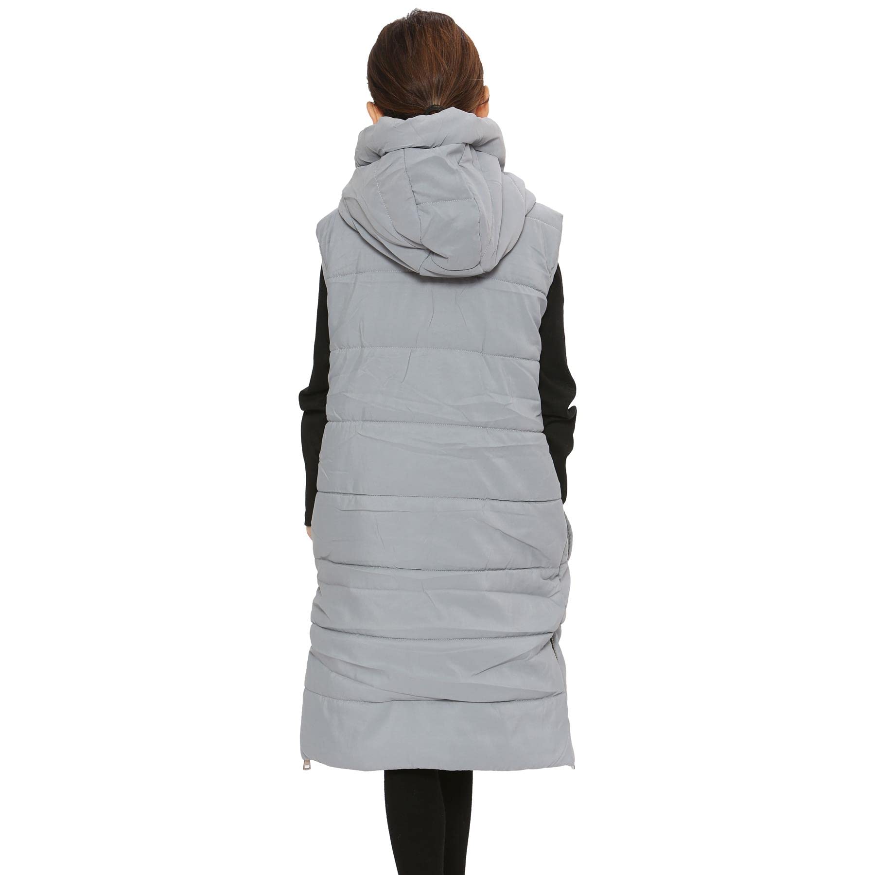 A2Z 4 Kids Mädchen Schwarze Steppweste Mit Kapuze Gepolsterte Lange Weste Daunenweste Übergröße Jacke langer ärmelloser Mantel Urbane Winterkleidung Alter 7-13 Jahre