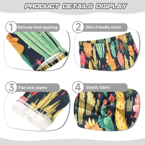 Bolaz Toddler Girls Leggings Printed Yoga Pants Leggings Yellow Green Cactus for Kids3