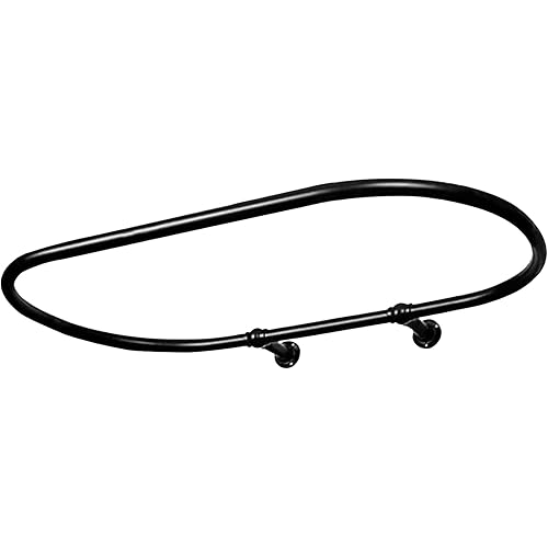 Luxury Oval Shower Curtain Rod ( Free Curtain Rings) Wall Mounted for Clawfoot Tub, Freestanding Heavy Duty Curtain Rail in Matt Black Finish - 45 x 25 Inch