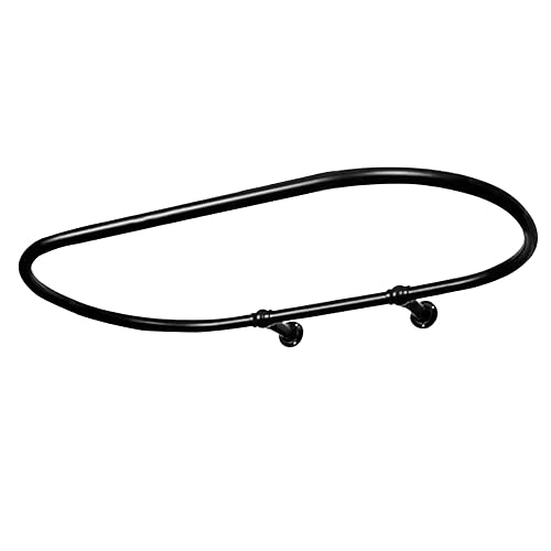 Luxury Oval Shower Curtain Rod ( Free Curtain Rings) Wall Mounted for Clawfoot Tub, Freestanding Heavy Duty Curtain Rail in Matt Black Finish - 45 x 25 Inch