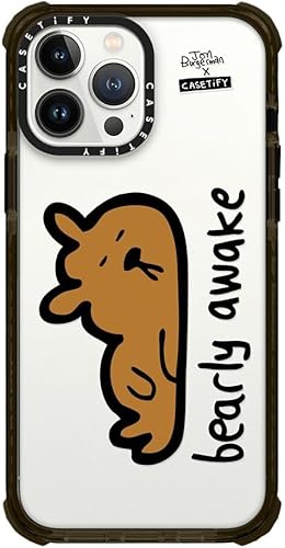 CASETiFY Funda Ultra Impact para iPhone 13 Pro Max - Bearly Awake - Negro transparente