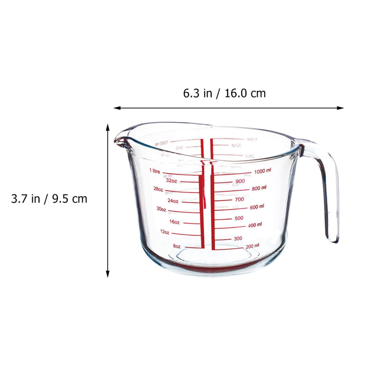 Messbecher aus Glas mit Präziser Messskala und Hitzebeständigem Material Runder Glasbecher für Backshop und Hausgebrauch