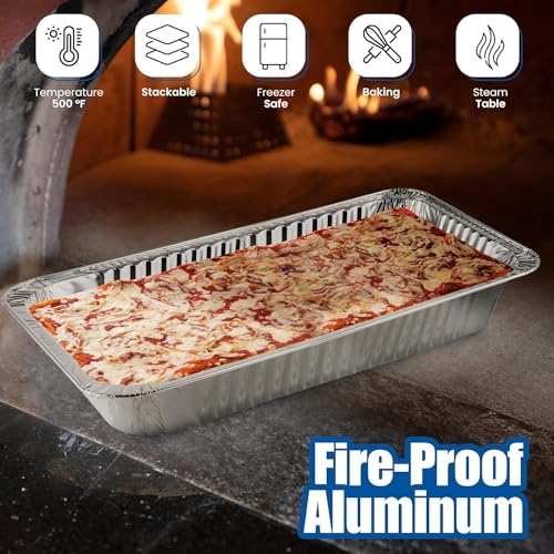 Aluminum Pans With Lids, Large Full Size 21x13x3 Disposable Foil Pans, Heavy Duty Roasting, Baking, Broiling, Catering & Chafing Pans (15, Full-Size w/Lids) - Image 5