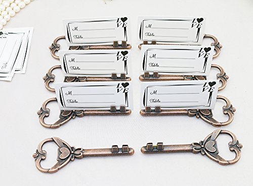 40pcs Multi Function Antique Skeleton Key Heart Shaped Bottle Opener Place Card Holder