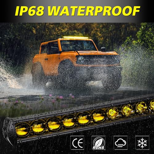 Image of 40 Inch Amber Single Row LED Light Bar w /Wiring Kit & Cover