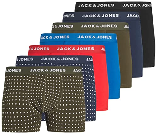 JACK & JONES Men's JACSEKI DOTS Trunks 7 Pack Boxershorts, Navy...
