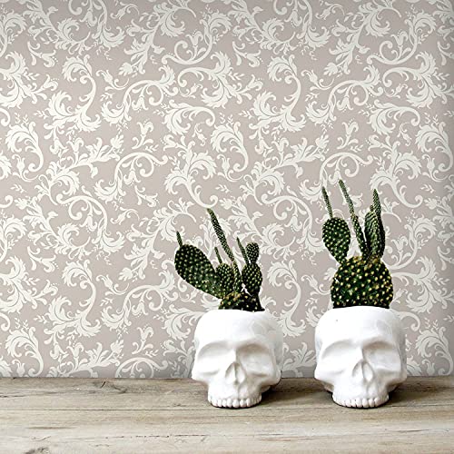 Papier peint damassé pour masquer les défauts du mur de salon - 2