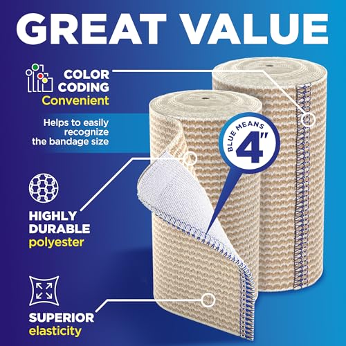 Premium Elastic Bandage Wrap – (2pk) – 4” Self-Closing Reusable Compression Bandage Wrap for Legs and Arms - Foot, Elbow, Knee Wrap - Image 6