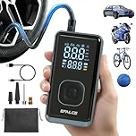 efalce Kabelloser Elektrischer Luftpumpe 150 PSI Akku Kompressor mit LED Licht, Auto Stop & Powerbank Funktion, Tragbare Fahrradpumpe & Reifenpumpe für Auto, E Bike, Motorrad & Bälle