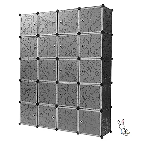 RELOVE Armoire Penderie 20 Cube Portable Étagère de Rangement, Cube Plus Profond Garde-Robe de Rangement avec 2 Tige Suspendue pour Vêtements Chaussures Jouets