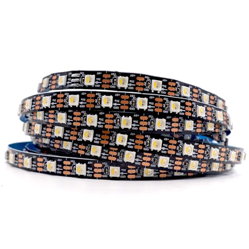SVFISHKK DC5V SK6812 Similar WS2812B RGBNW Neutral White 60leds/Pixels/m Individually Addressable 4 Color in 1 LED Non-Waterproof (RGB+Neutral White, 16.4ft(5m) 300leds) (No Adapter or Controller)