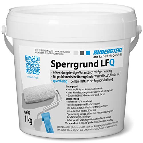 Ruberstein® Sperrgrund LFQ weiß 1 kg, lasierende quarzhaltige Grundierung mit Sperrwirkung