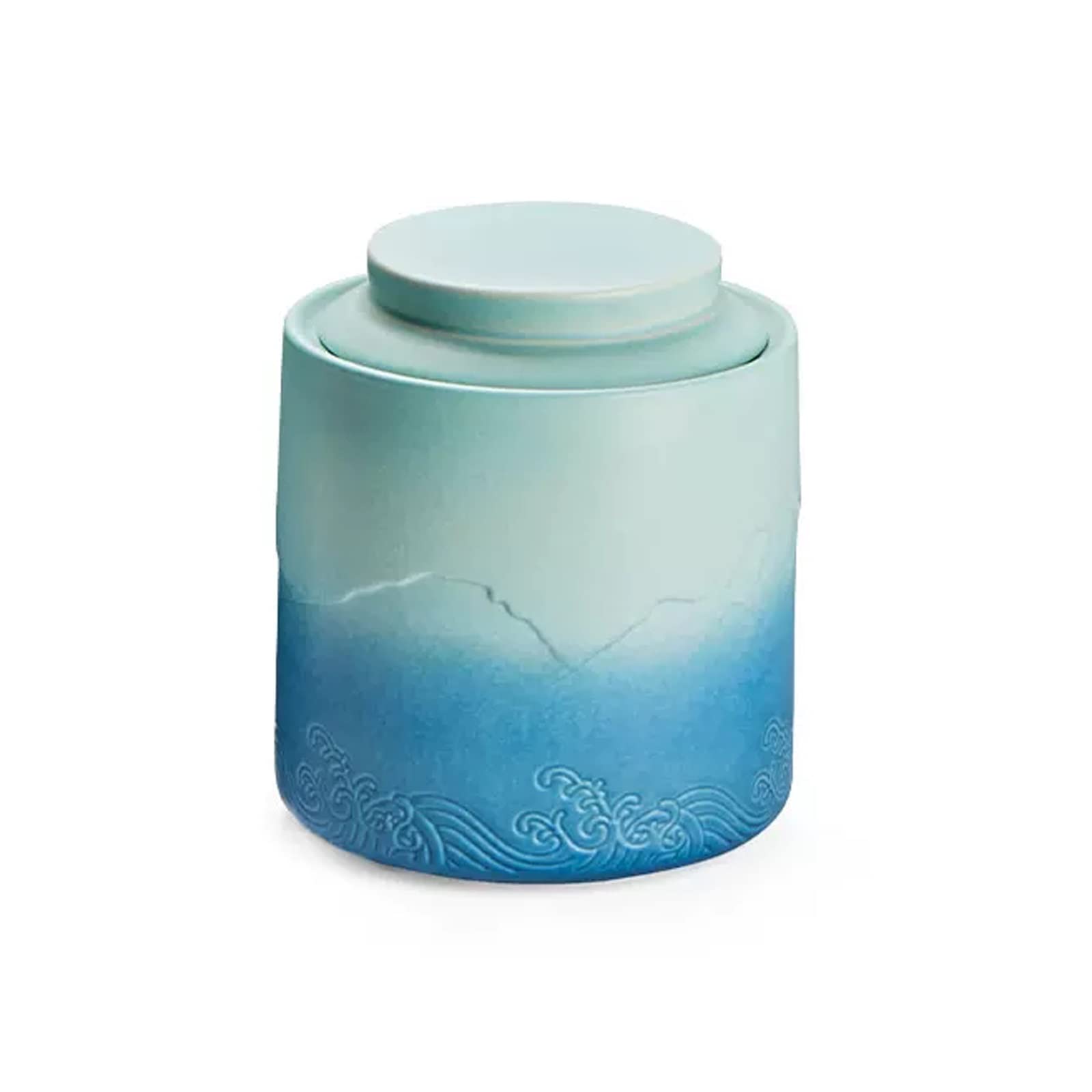 zhangrui1888 Tea Canister Tea Pot Ceramic Sealed Vintage Household Bulk Storage Elegant Matte Kiln Glazed Surface, Suitable for, Coffee Beans, Candy, Etc Tea Storage(Blue)