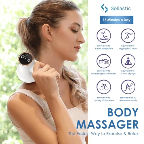 Image of Cordless Body Massager Gun Pain Relief, 5 in 1 Handheld Rechargeable Deep Tissue Muscle Massage Roller for Stomach, Neck, Shoulder, Arms, Legs, Belly Sculpting Relaxation Machine for Men & Women