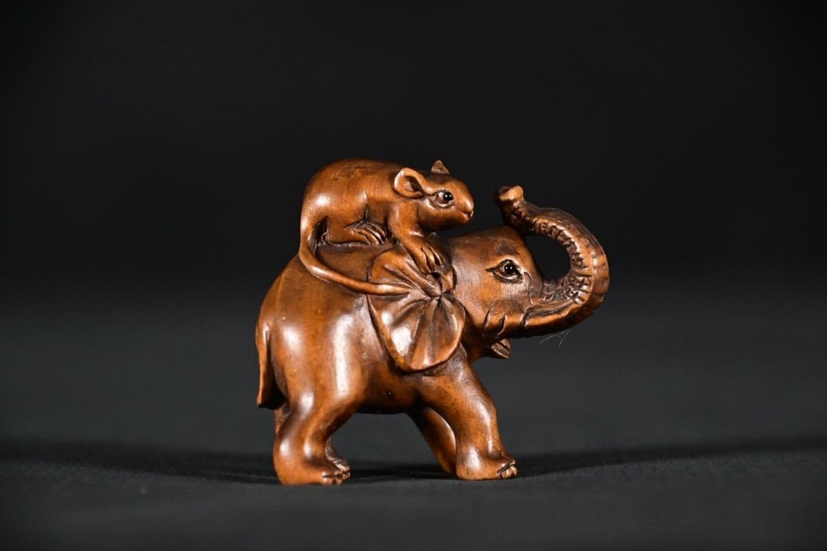 Amazon.co.jp: 【古美術】像鼠根付Netsuke精密彫刻超絶技巧彫塑