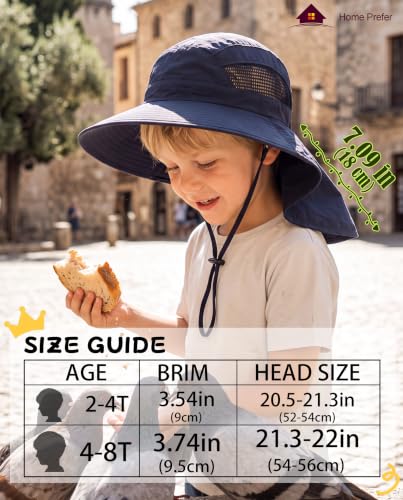 Image of Home Prefer UPF50 Wide Brim Kids Sun Hat Neck Flap Boys Girls Sun Protection Hat for Beach Fishing