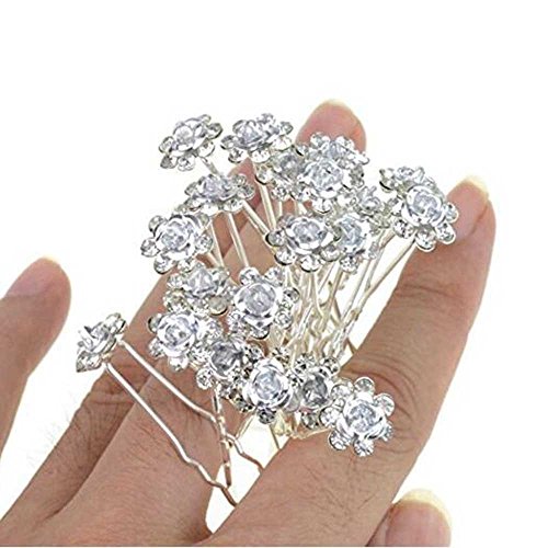Unicra Wedding Hair Pins for Women Decorative Bridal Wedding Hair Accessories for Brides and Bridesmaids Pack of 20 (Silver)