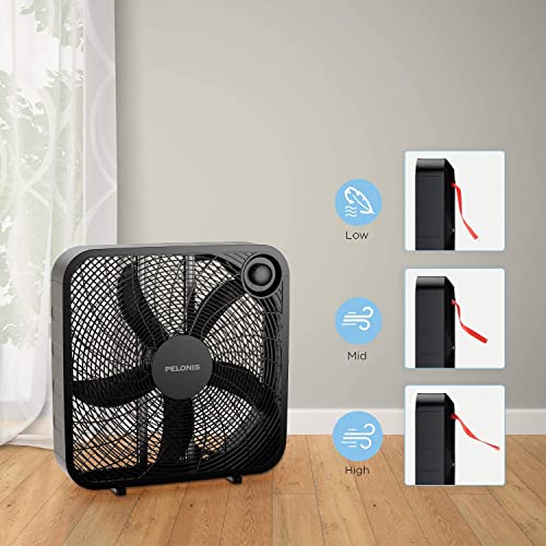 Image of 3-Speed Box Fan for Full-Force Circulation with Air Conditioner, Black, 2020 New Model