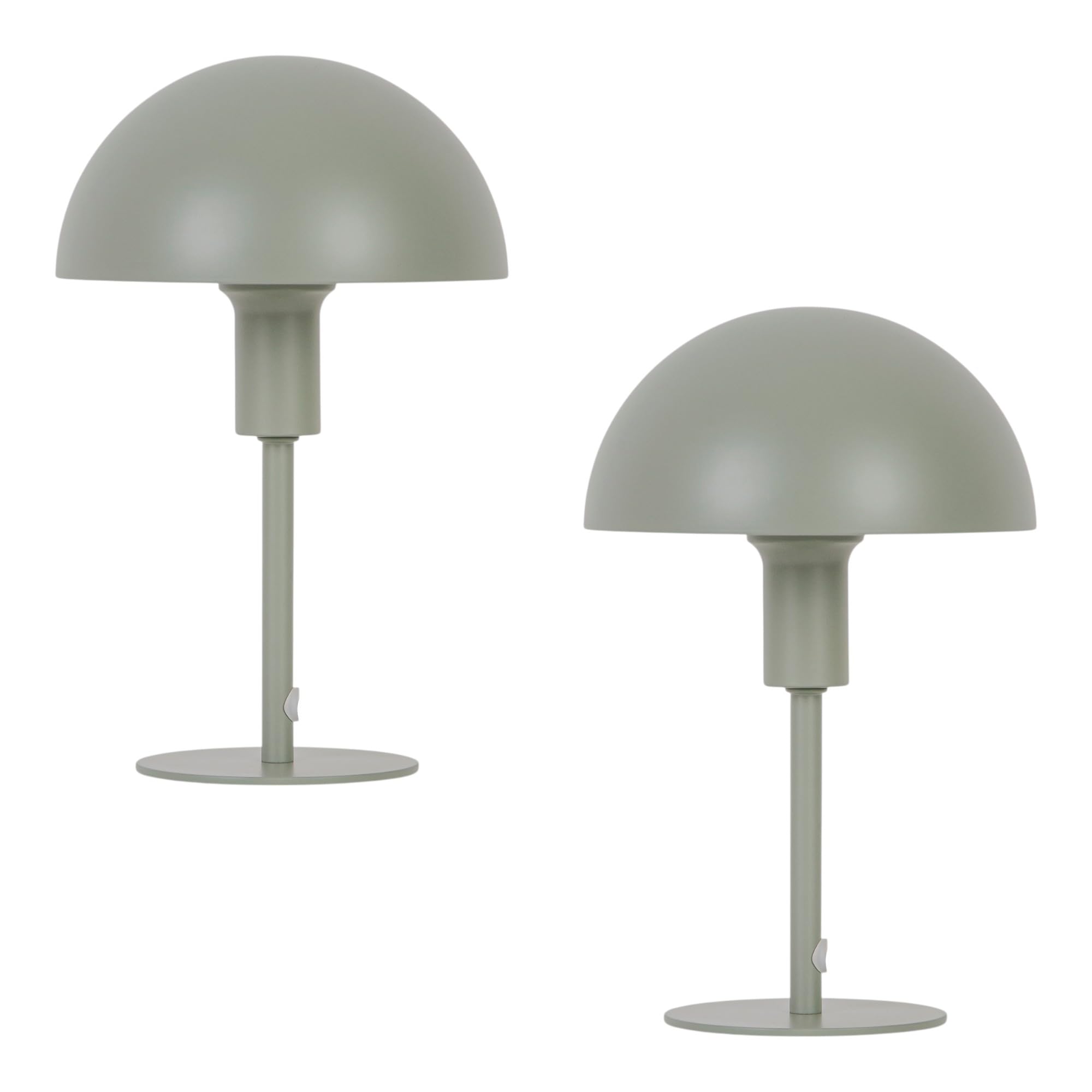 Nordlux ELLEN MINI Tischlampe im 2er-Set – Skandinavisches Design, E14 Fassung (max. 40W), Schalter am Kabel, Staubgrün – Platzsparend & Perfekt für Regale, Fensterbänke & Kinderzimmer