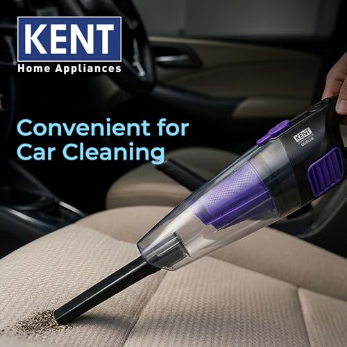 Image of KENT Duster Vacuum Cleaner 600 W with HEPA Filter and Cyclone 5 Technology | Bagless Design | High Suction Power >16 Kpa | Ideal for Curtain,Carpet,Sofa and Car | Purple & Black