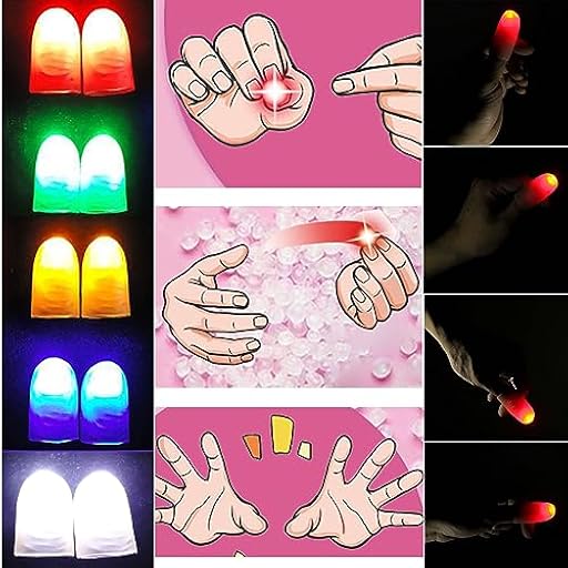 Sumrica Luces LED mágicas para dedos, luz para los pulgares, dedo falso, truco de magia, suministros para fiestas (rojo, paquete de 3 unidades, 6 unidades y adulto x 3 paquetes/6 piezas) | Ya disponible en tu tienda friki favorita! En mundofriki.es!
