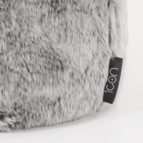 Icon Kingston Sitzsack Kinder, Grau, Flauschiger Kunstpelzstoff, Sitzsack Flauschig mit Füllung, Bequemer Kinder Sessel, Kuschelsessel, Lese Sessel, Schlafzimmer, Kinderzimmer, Spielzimmer
