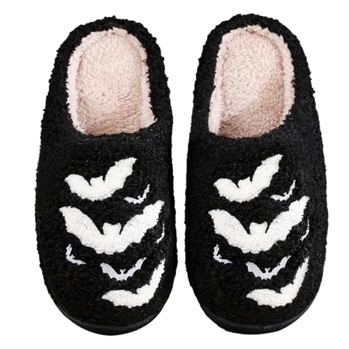 Image of Halloween Pumpkin Slippers for Womens Mens Plush Warm Spooky Lantern Pumpkin Slippers House Shoes