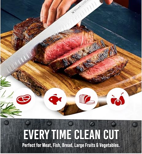 Brisket Slicing Knife – 12" Brisket Knife, BBQ, Grilling Gifts For Men – Razor Sharp German Steel, Full Tang, Ergonomic Handle