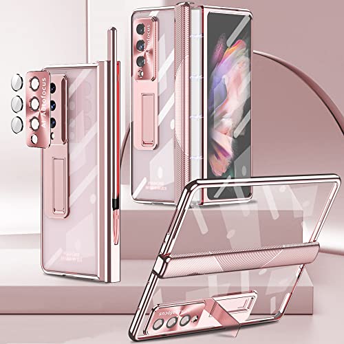 Charnière magnétique Galaxy Z Fold 4 coque avec fente stylo s et film rose