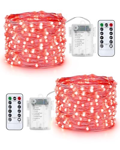 【8 modalità e telecomando】Il telecomando a 13 pulsanti o il pulsante della custodia della batteria per regolare le modalità. La luminosità regolabile e 8 modalità di illuminazione ti darà un romantico effetto di illuminazione. Funzione timer disponibile, è possibile lasciare che le ghirlande si accendano di giorno e spegnere di notte per risparmiare energia