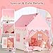 Wilwolfer Kid Tent with Mat, Star Lights - Kids Play Tents for Toddlers Kids Tents Indoor Playhouse - Princess Tent for Girls Toy House Gift (Pink with Cloth)