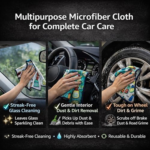 Image of Cutting EDGE 220 GSM-Set of 5-Microfiber Car & Bike Cleaning Cloth, Soft Absorbent Lint Free Towels, Scratch Free Reusable Cloth for Car Cleaning, Glass, Dashboard & Interior (30 x 30 cm, Multicolor)